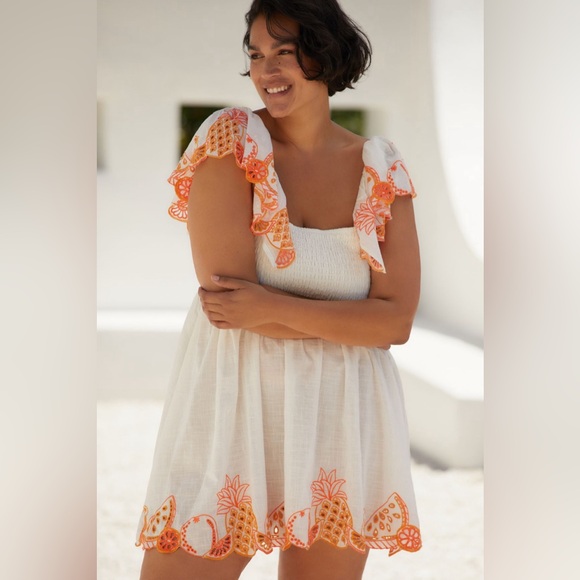 ✨ Anthropologie Flutter-Sleeve Square-Neck Mini Dress Sz M - Picture 4 of 9